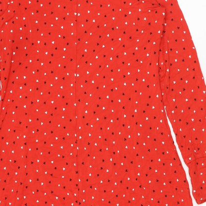 Marks and Spencer Womens Red Geometric Viscose A-Line Size 8 Mock Neck Pullover - Card Suits Print