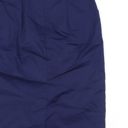 C&A Womens Blue Cotton Straight & Pencil Skirt Size 14 Zip - Buttons