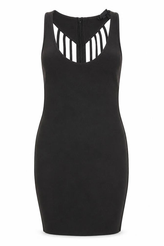 Love & Other Things Womens Black Polyester Bodycon Size S Scoop Neck Zip