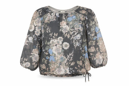 NEXT Womens Blue Floral Polyester Basic Blouse Size 8 Round Neck