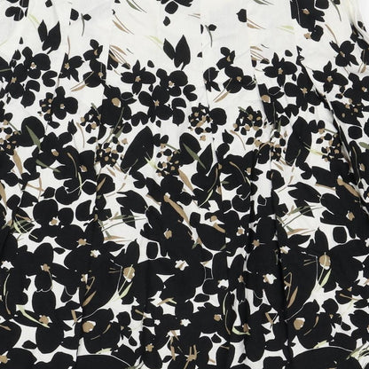 Maine Womens Ivory Floral Cotton Flare Skirt Size 8 Zip