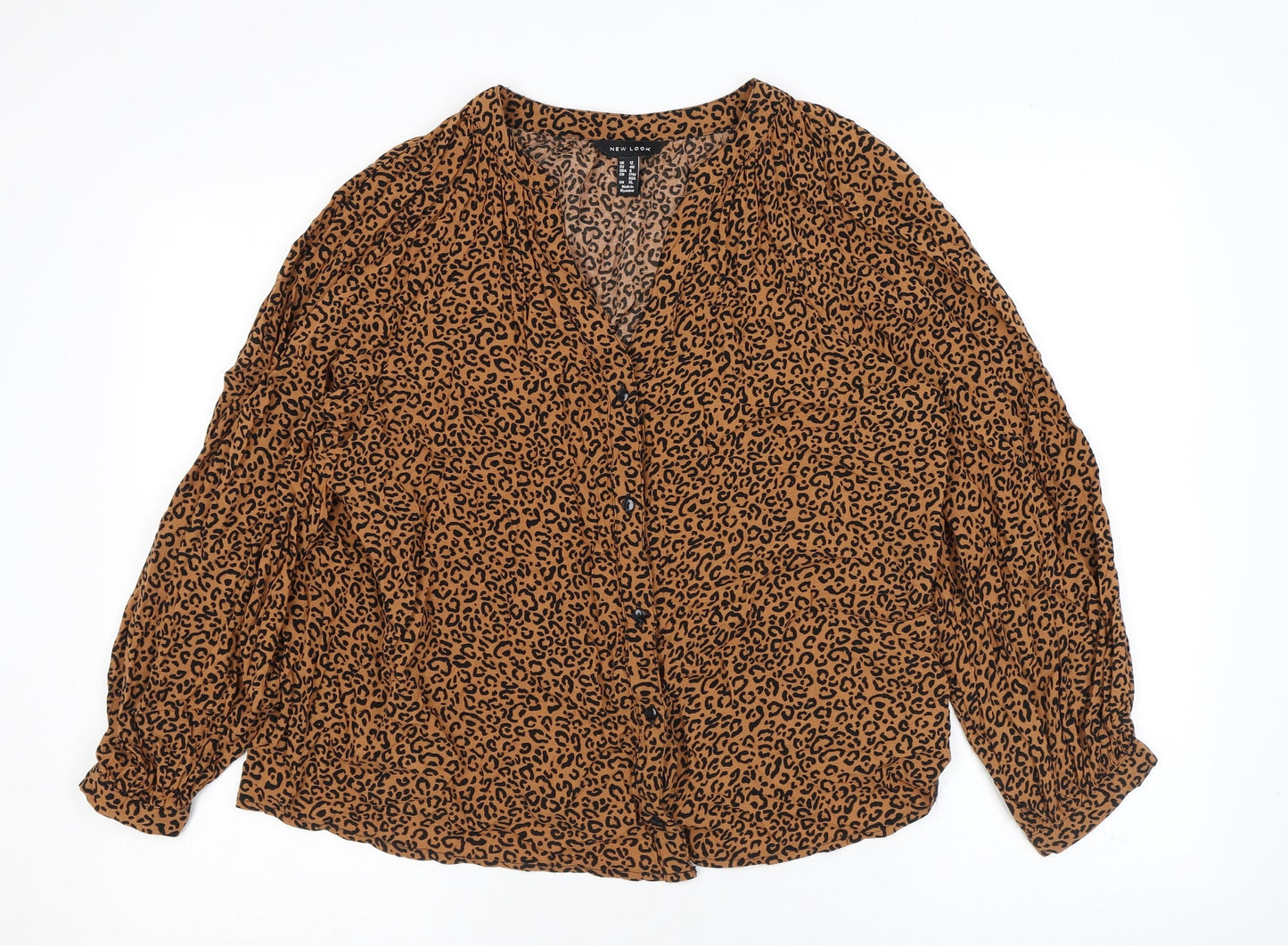 Womens UK Size 12 New Look Brown Basic Button-Up