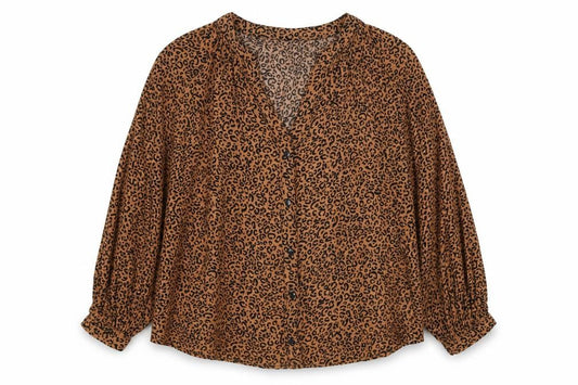 Womens UK Size 12 New Look Brown Basic Button-Up