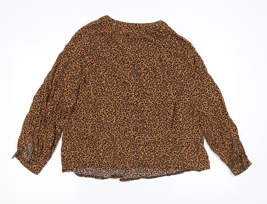 Womens UK Size 12 New Look Brown Basic Button-Up