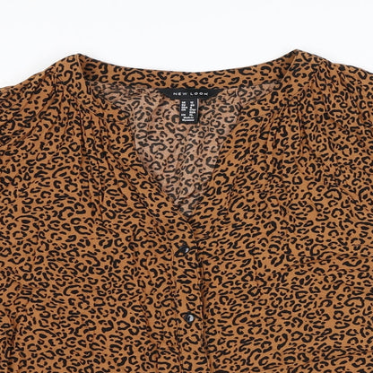 Womens UK Size 12 New Look Brown Basic Button-Up