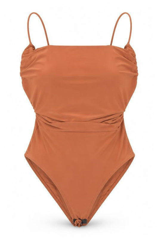 Nasty Gal Womens Brown Polyester Bodysuit One-Piece Size 8 Snap