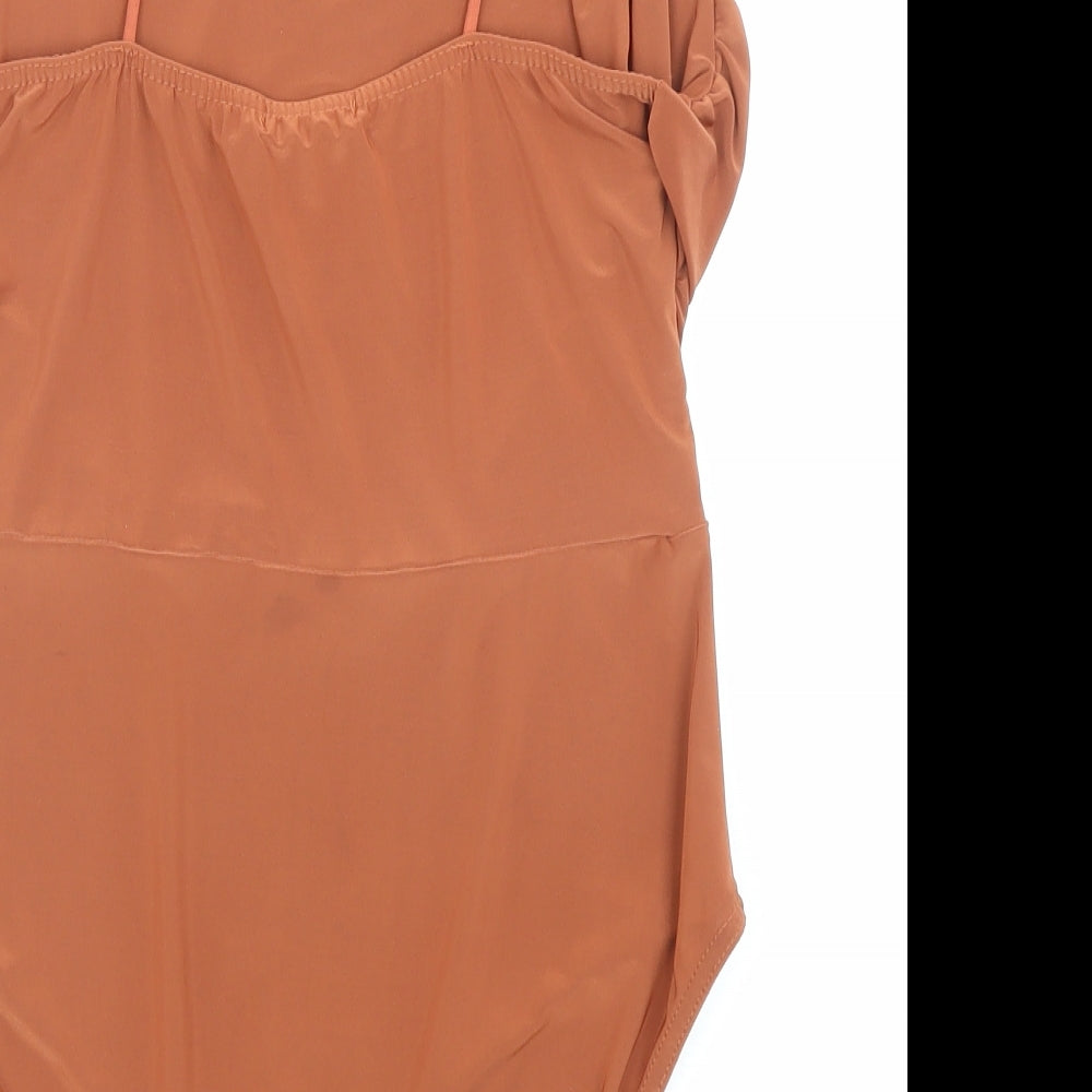 Nasty Gal Womens Brown Polyester Bodysuit One-Piece Size 8 Snap