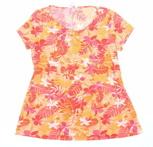 Julipa Womens Multicoloured Floral Polyester Basic Blouse Size 16 Boat Neck