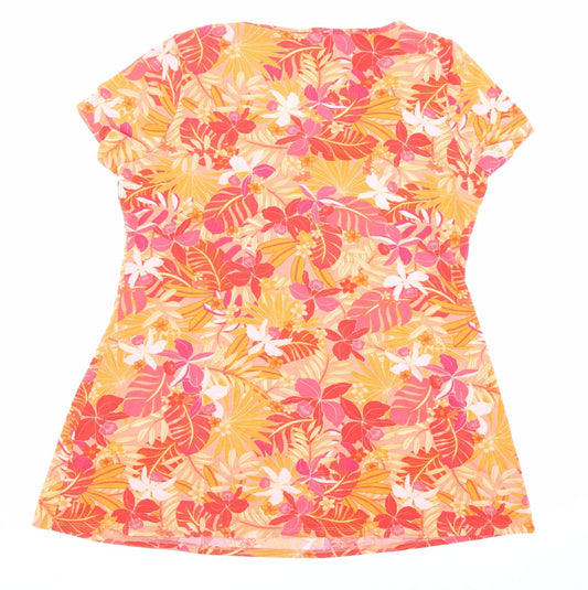 Julipa Womens Multicoloured Floral Polyester Basic Blouse Size 16 Boat Neck