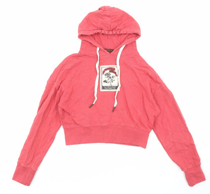 Urban Revivo Womens Red Cotton Pullover Hoodie Size 8 Drawstring - World Tour