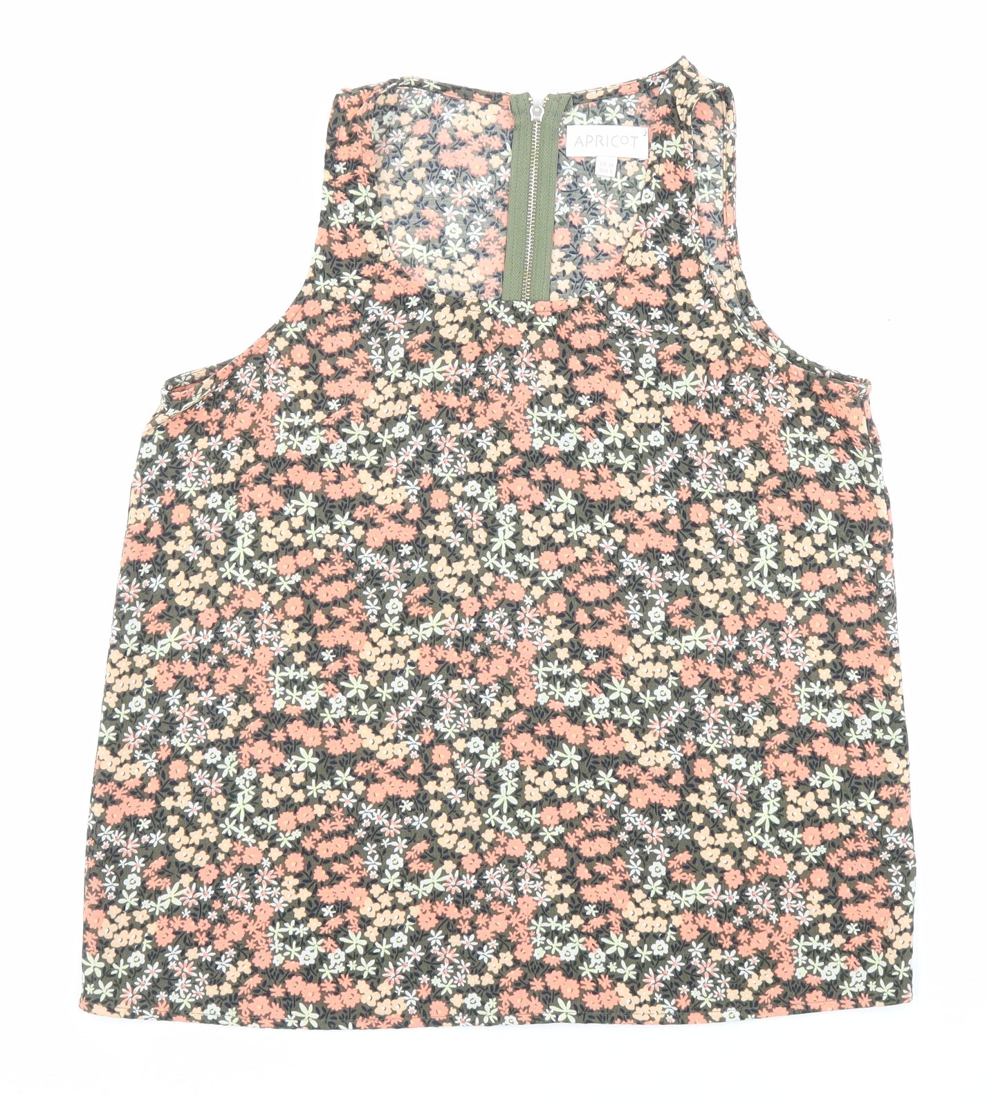 Womens UK Size 10 Apricot Multicoloured Basic Tank