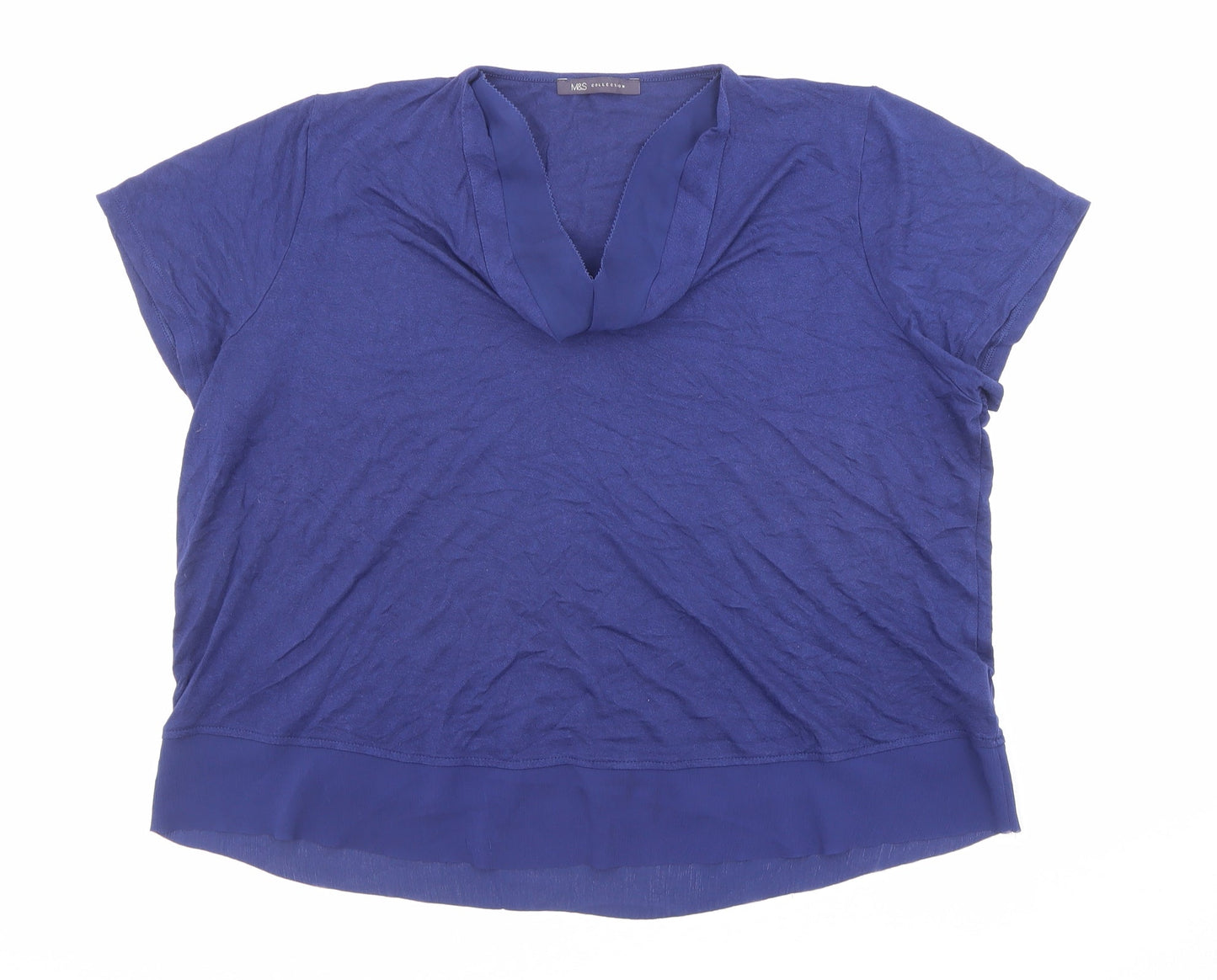 Womens UK Size 16 Marks and Spencer Blue Basic T-Shirt