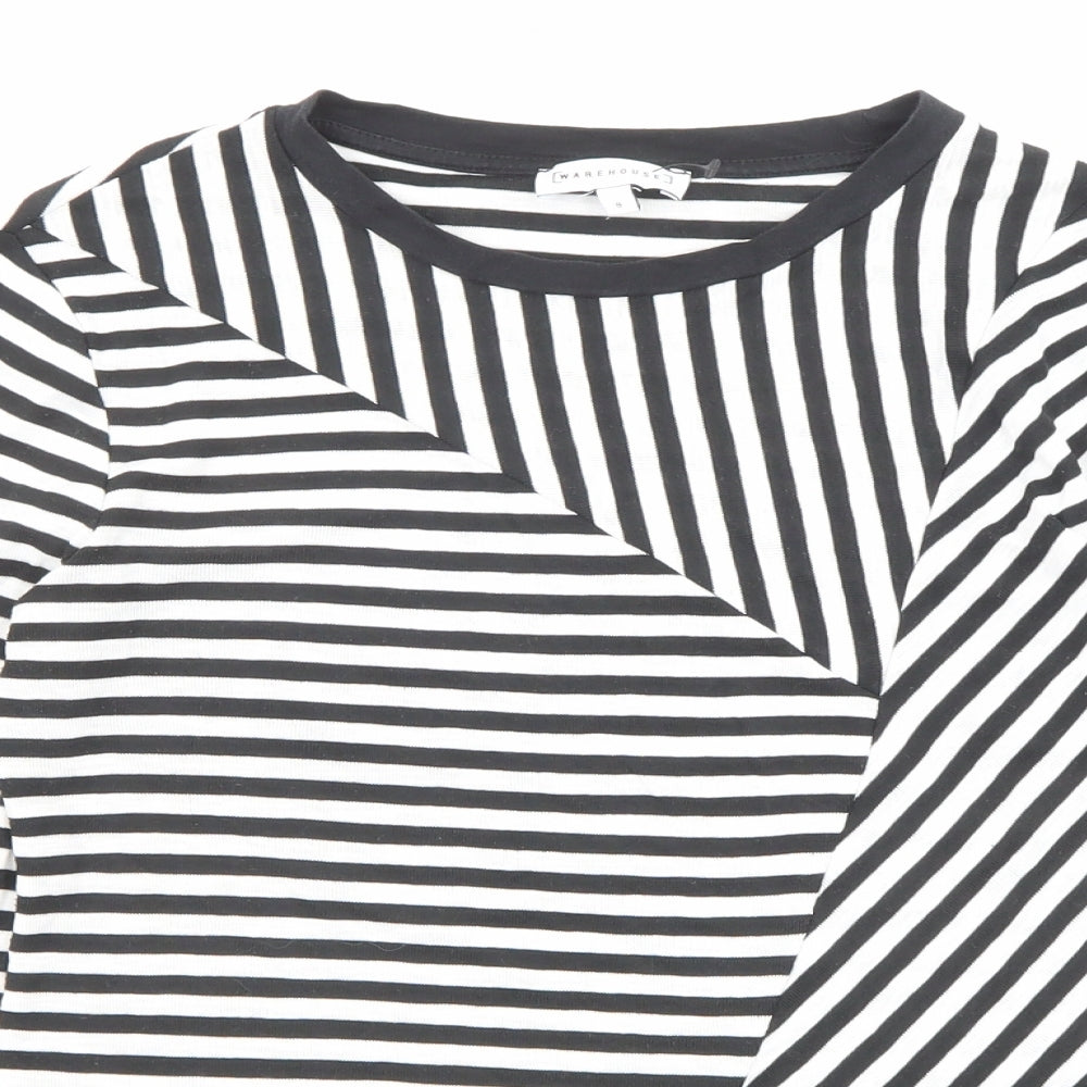 Womens UK Size 8 Warehouse Black Basic T-Shirt