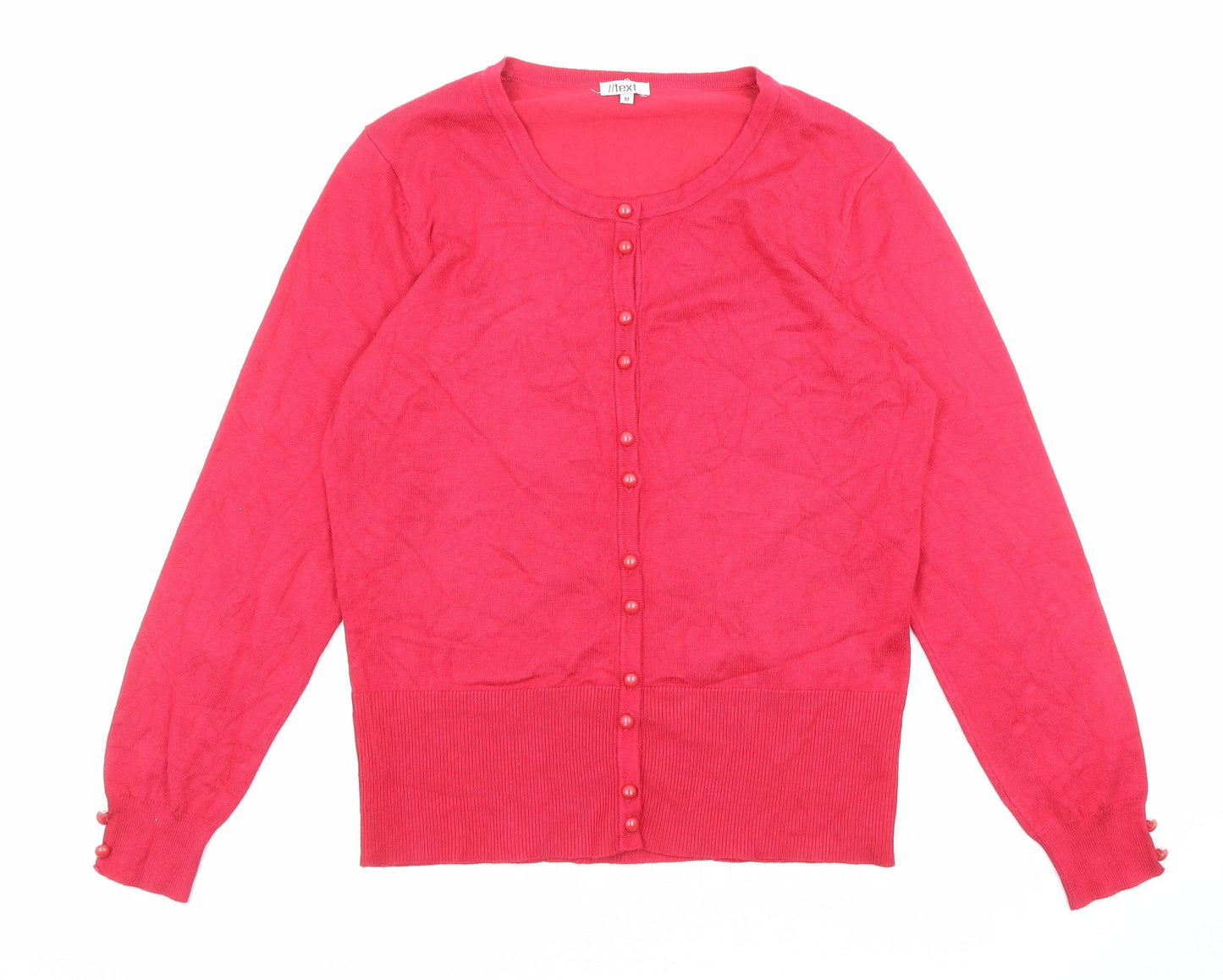 //text.. Womens Pink Scoop Neck Viscose Cardigan Jumper Size M