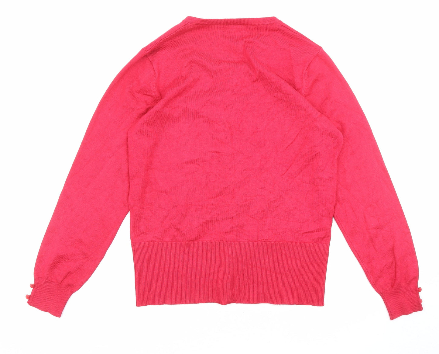 //text.. Womens Pink Scoop Neck Viscose Cardigan Jumper Size M