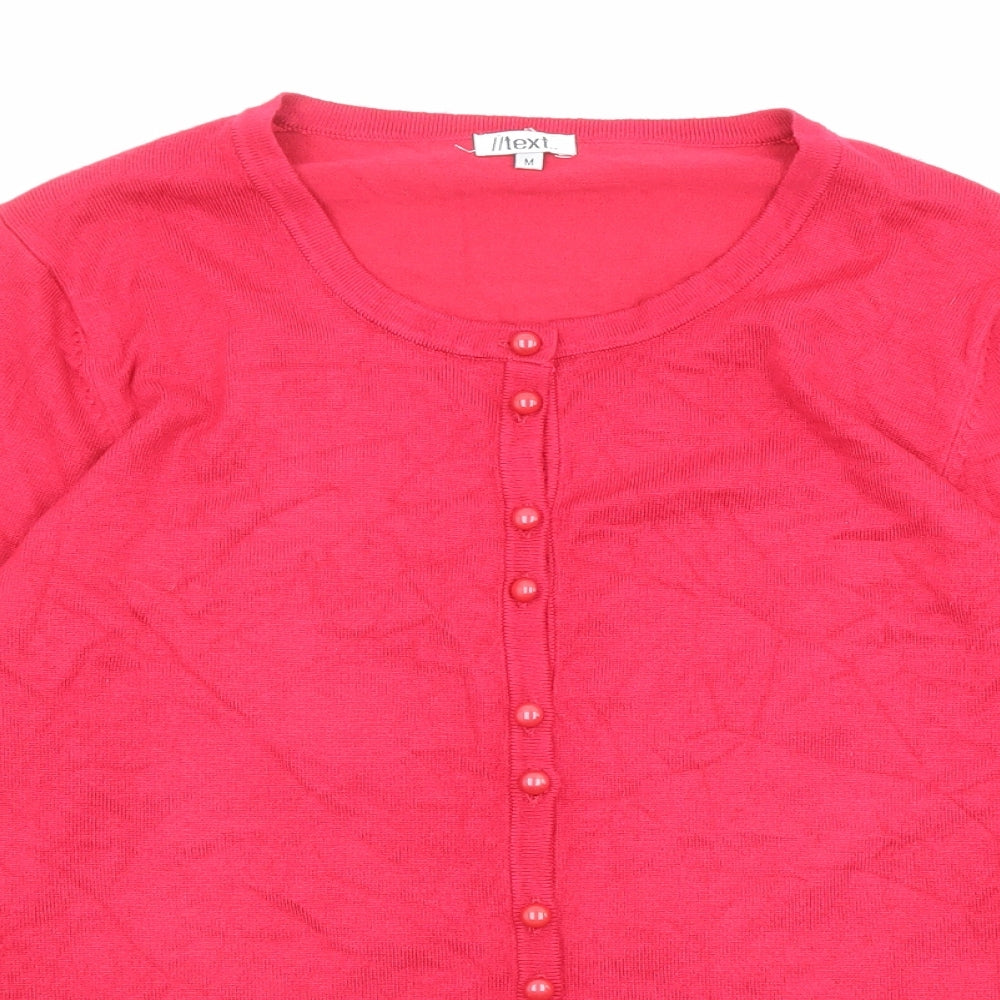 //text.. Womens Pink Scoop Neck Viscose Cardigan Jumper Size M