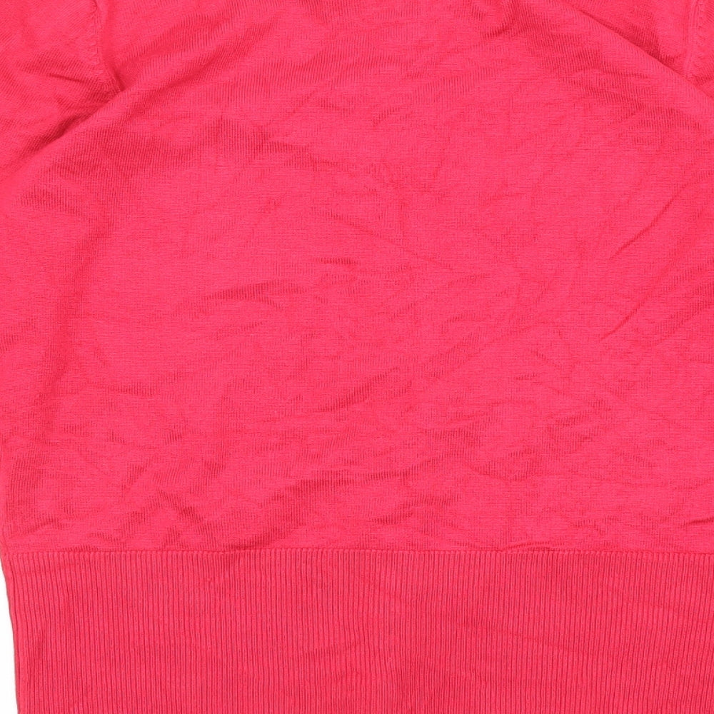 //text.. Womens Pink Scoop Neck Viscose Cardigan Jumper Size M