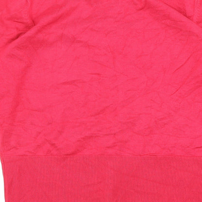//text.. Womens Pink Scoop Neck Viscose Cardigan Jumper Size M