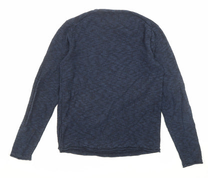 ONLY & SONS Mens Blue Round Neck Cotton Pullover Jumper Size S Long Sleeve