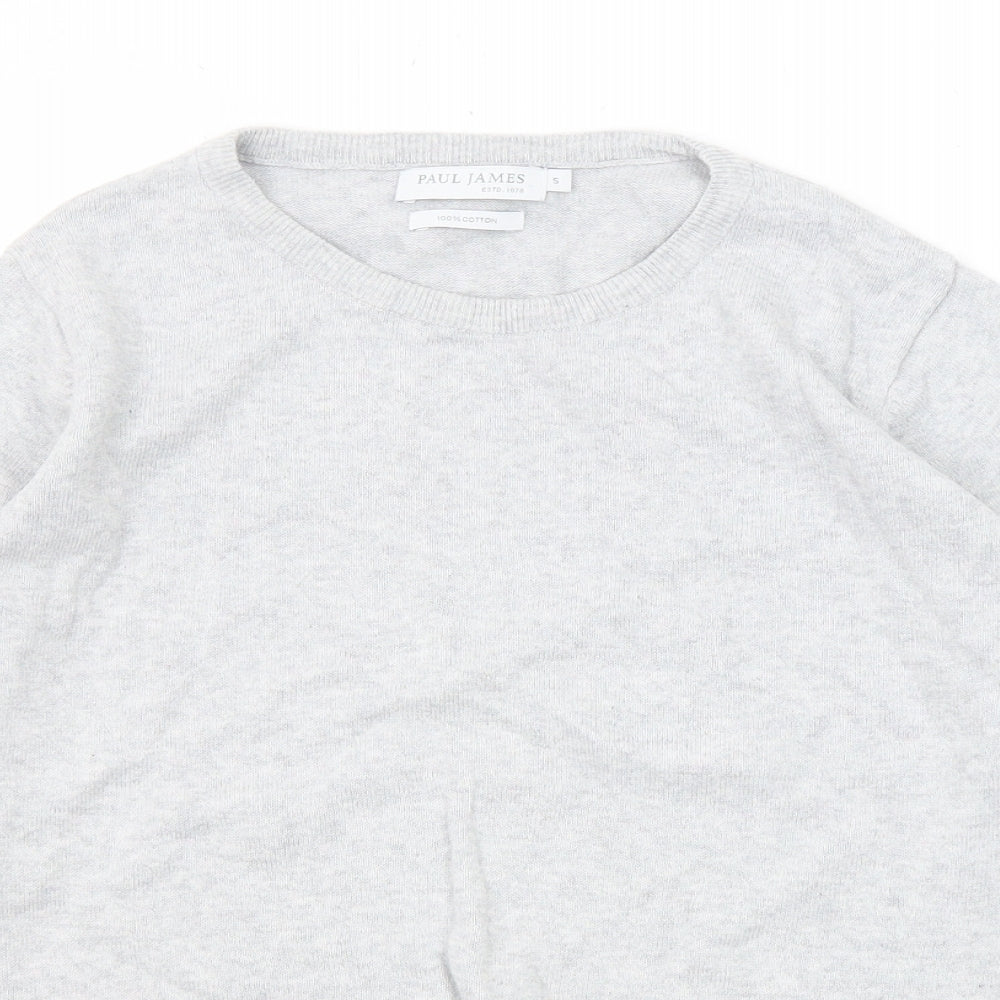 Paul James Womens Grey Round Neck Cotton Pullover Jumper Size S