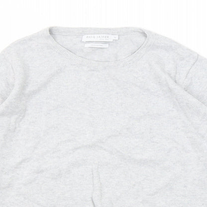 Paul James Womens Grey Round Neck Cotton Pullover Jumper Size S