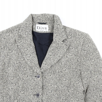 Diva Womens Grey Jacket Blazer Size 10 Button - Textured