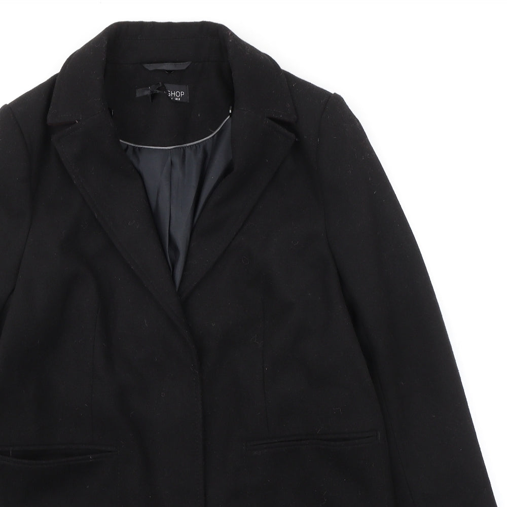 Womens UK Size 8 Topshop Black Overcoat