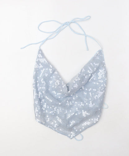 Womens UK Size 10 ASOS Blue Cropped Blouse