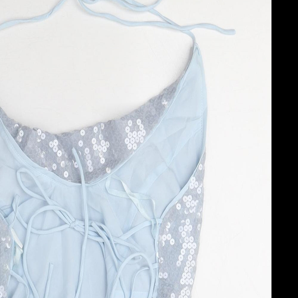 Womens UK Size 10 ASOS Blue Cropped Blouse