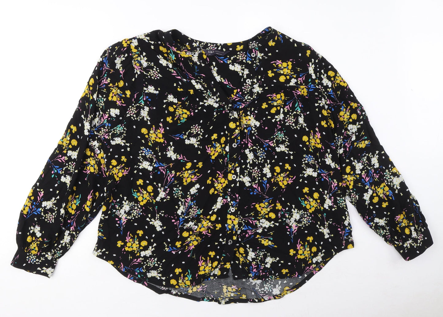 Womens UK Size 12 Marks and Spencer Black Basic Button-Up