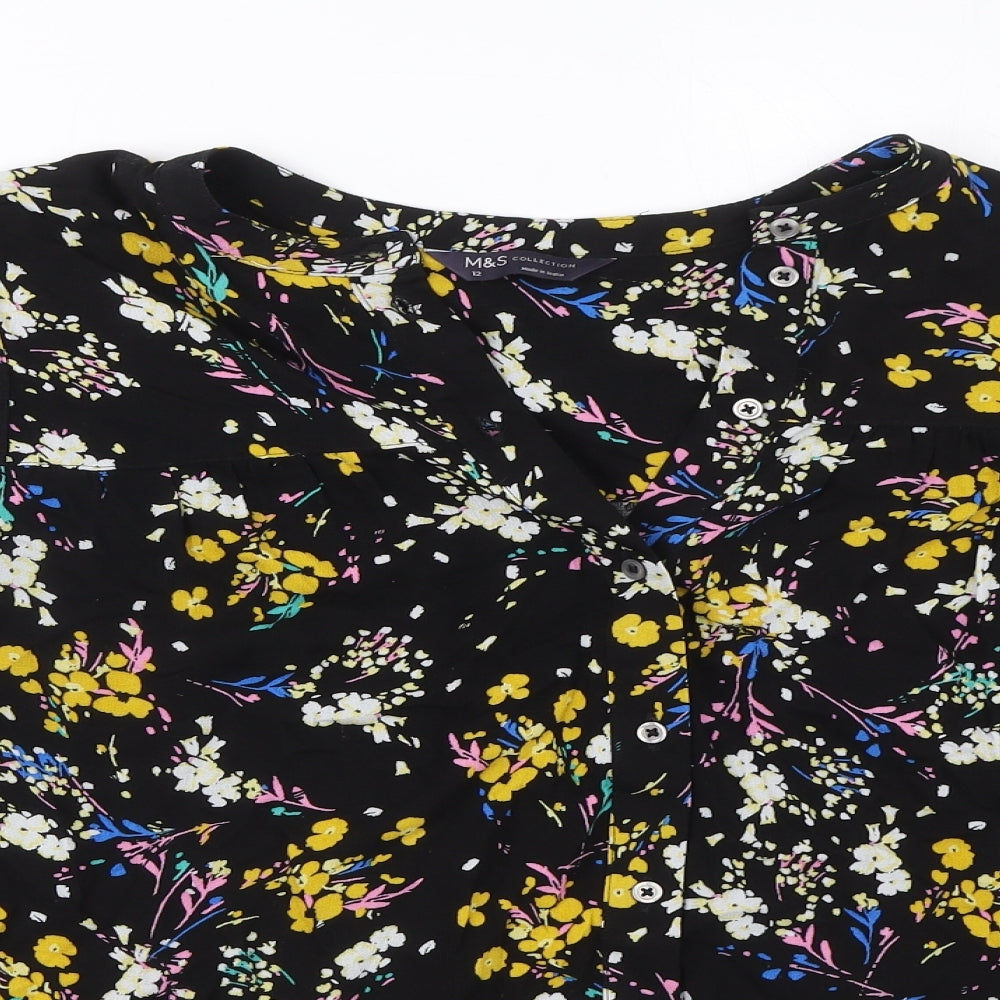 Womens UK Size 12 Marks and Spencer Black Basic Button-Up