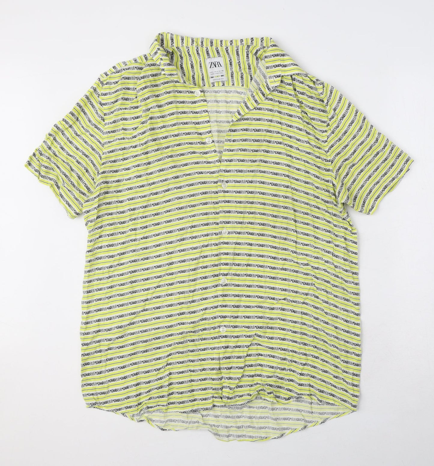 Womens UK Size L Zara Yellow Basic Button-Up