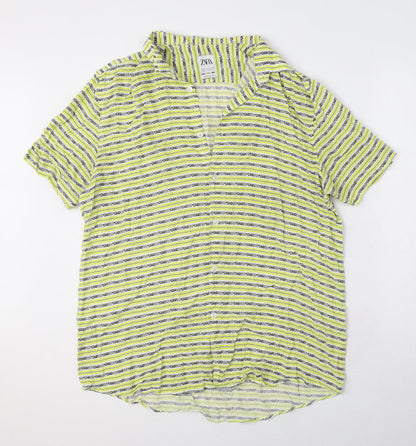 Womens UK Size L Zara Yellow Basic Button-Up