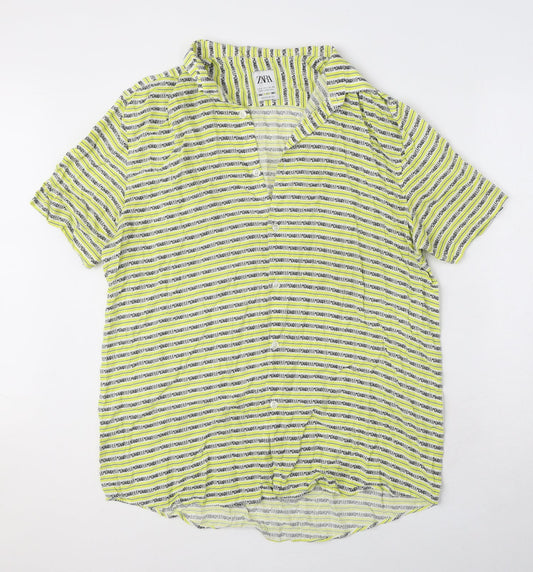 Womens UK Size L Zara Yellow Basic Button-Up