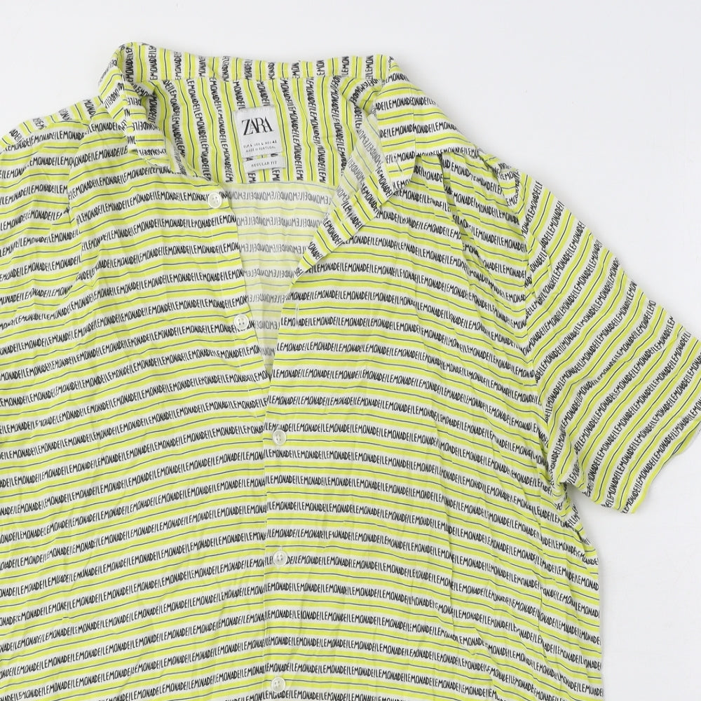 Womens UK Size L Zara Yellow Basic Button-Up
