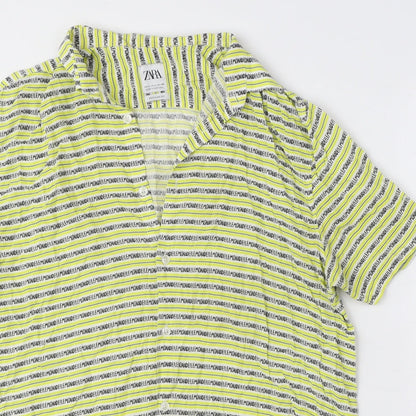Womens UK Size L Zara Yellow Basic Button-Up