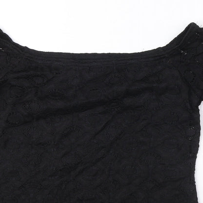 Womens UK Size 10 Dorothy Perkins Black Basic Blouse
