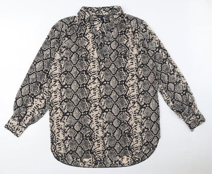 M&Co Womens Beige Animal Print Polyester Basic Blouse Size 10 Collared - Snake Print