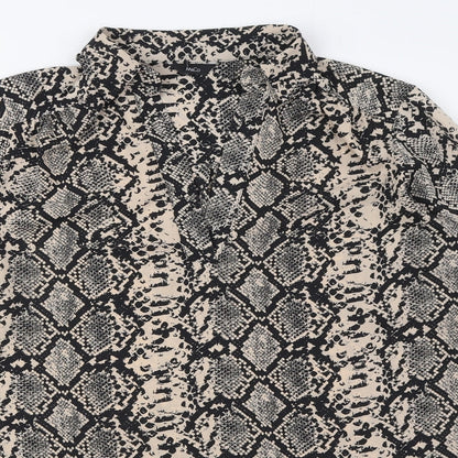 M&Co Womens Beige Animal Print Polyester Basic Blouse Size 10 Collared - Snake Print
