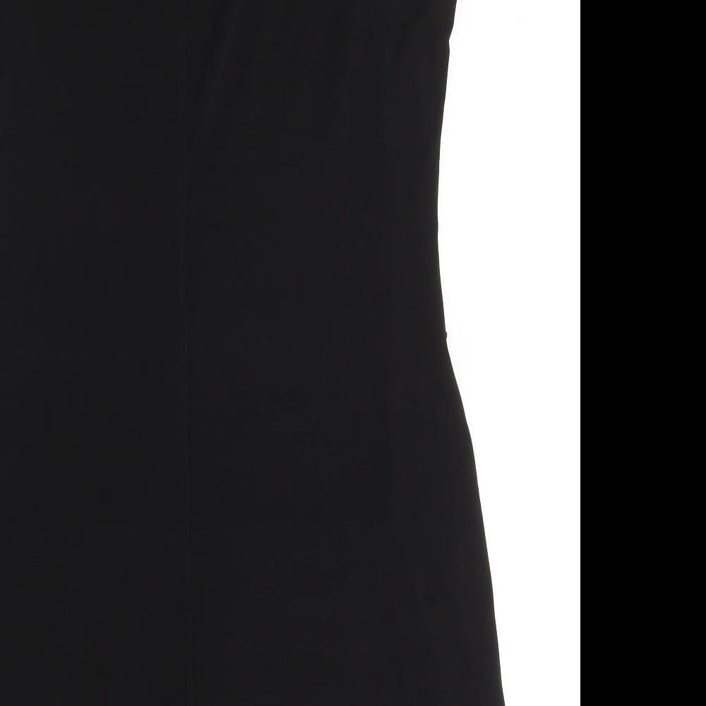 Wallis Womens Black Polyester A-Line Size 14 Boat Neck Pullover - Ruffle Detail