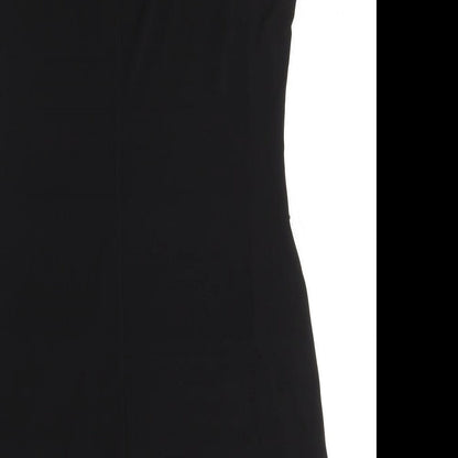Wallis Womens Black Polyester A-Line Size 14 Boat Neck Pullover - Ruffle Detail
