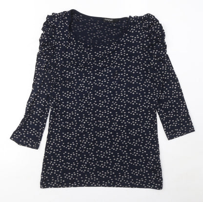 Autograph Womens Blue Geometric Viscose Basic T-Shirt Size 8 Round Neck - Circle pattern