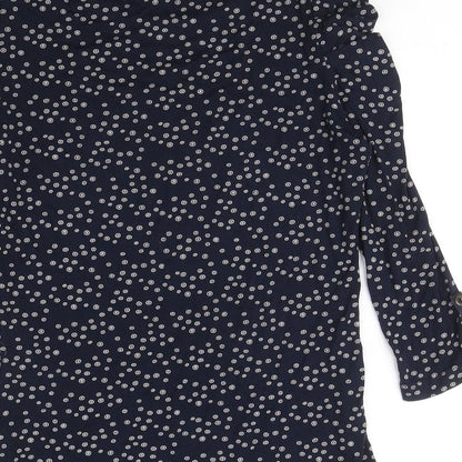 Autograph Womens Blue Geometric Viscose Basic T-Shirt Size 8 Round Neck - Circle pattern