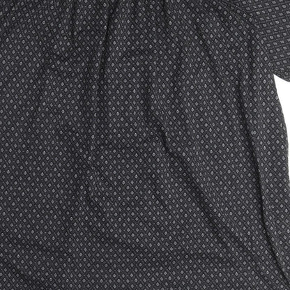H&M Womens Black Geometric Polyester T-Shirt Dress Size S Off the Shoulder Pullover