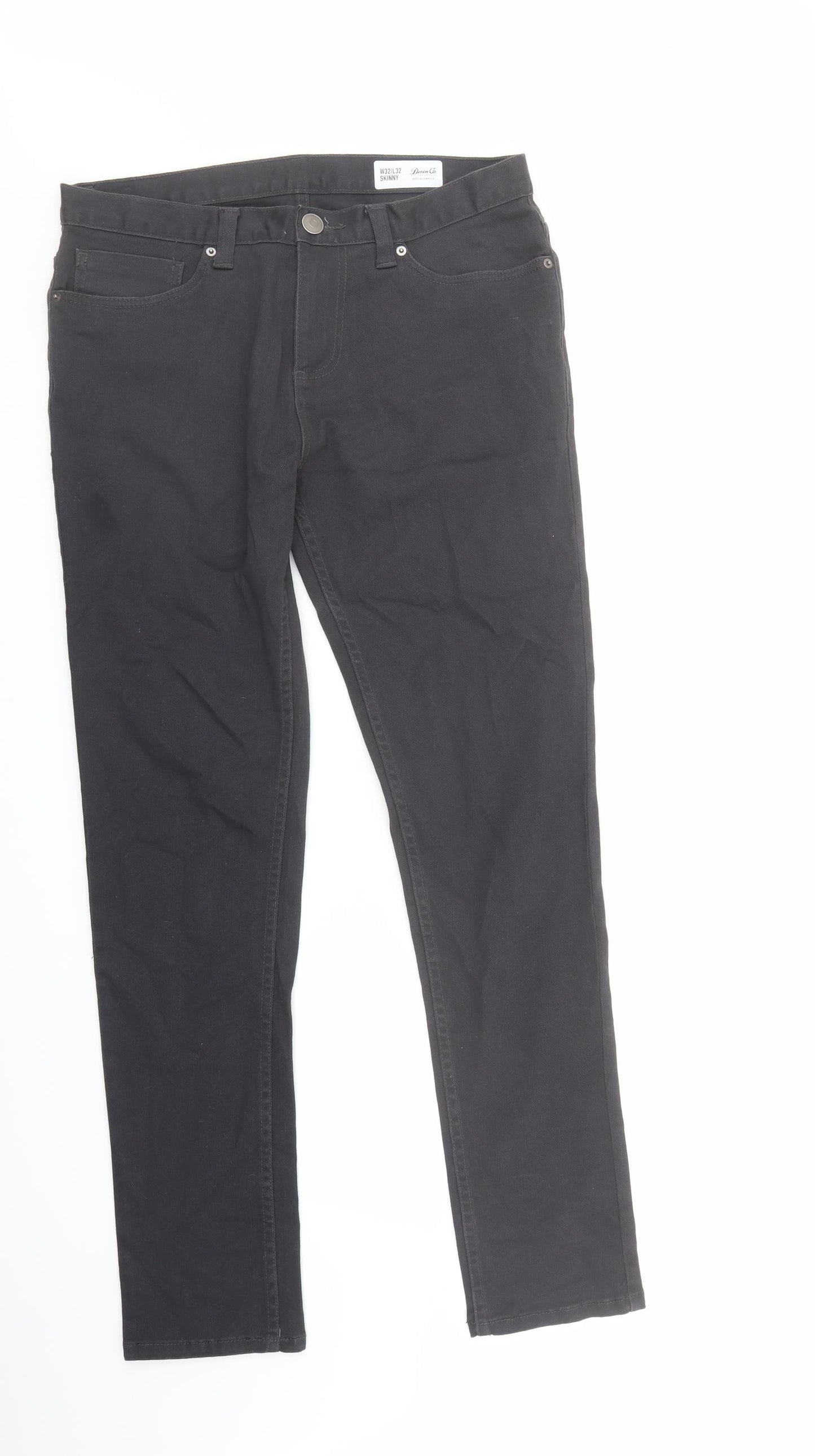 Denim & Co. Mens Black Cotton Skinny Jeans Size 32 in L32 in Regular Zip