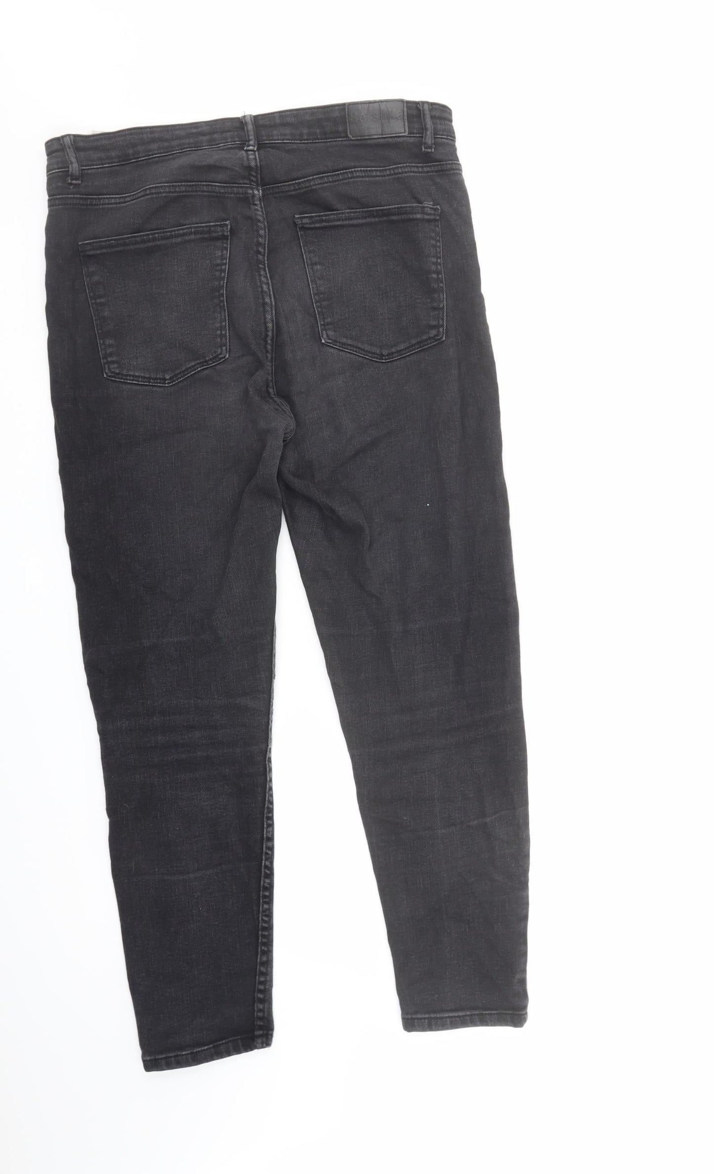 Bershka Womens Black Cotton Tapered Jeans Size 12 L28 in Regular Zip