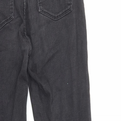 Bershka Womens Black Cotton Tapered Jeans Size 12 L28 in Regular Zip