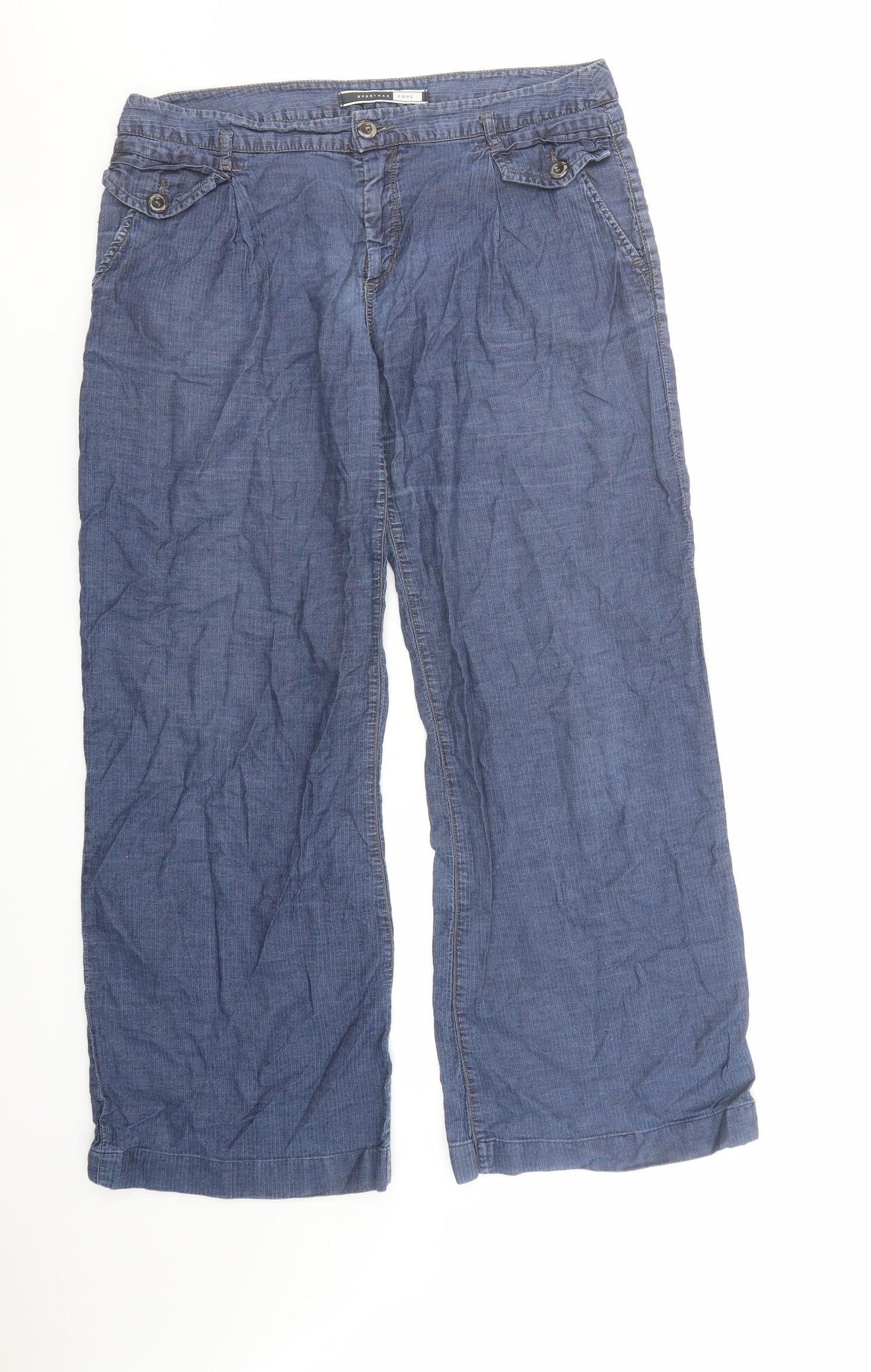 Sportmax Womens Blue Polyester Trousers Size 34 in L30 in Regular Zip