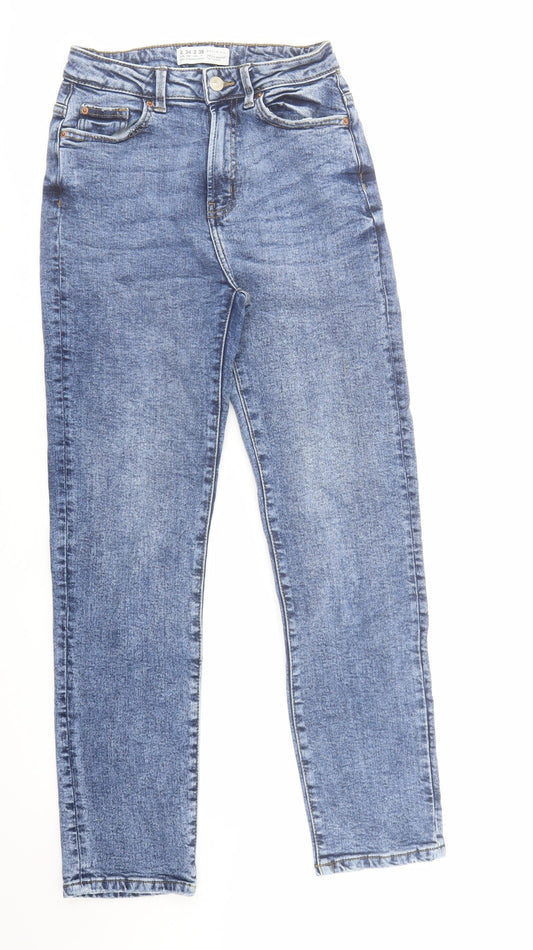 Denim & Co. Womens Blue Cotton Tapered Jeans Size 6 L28 in Regular Zip
