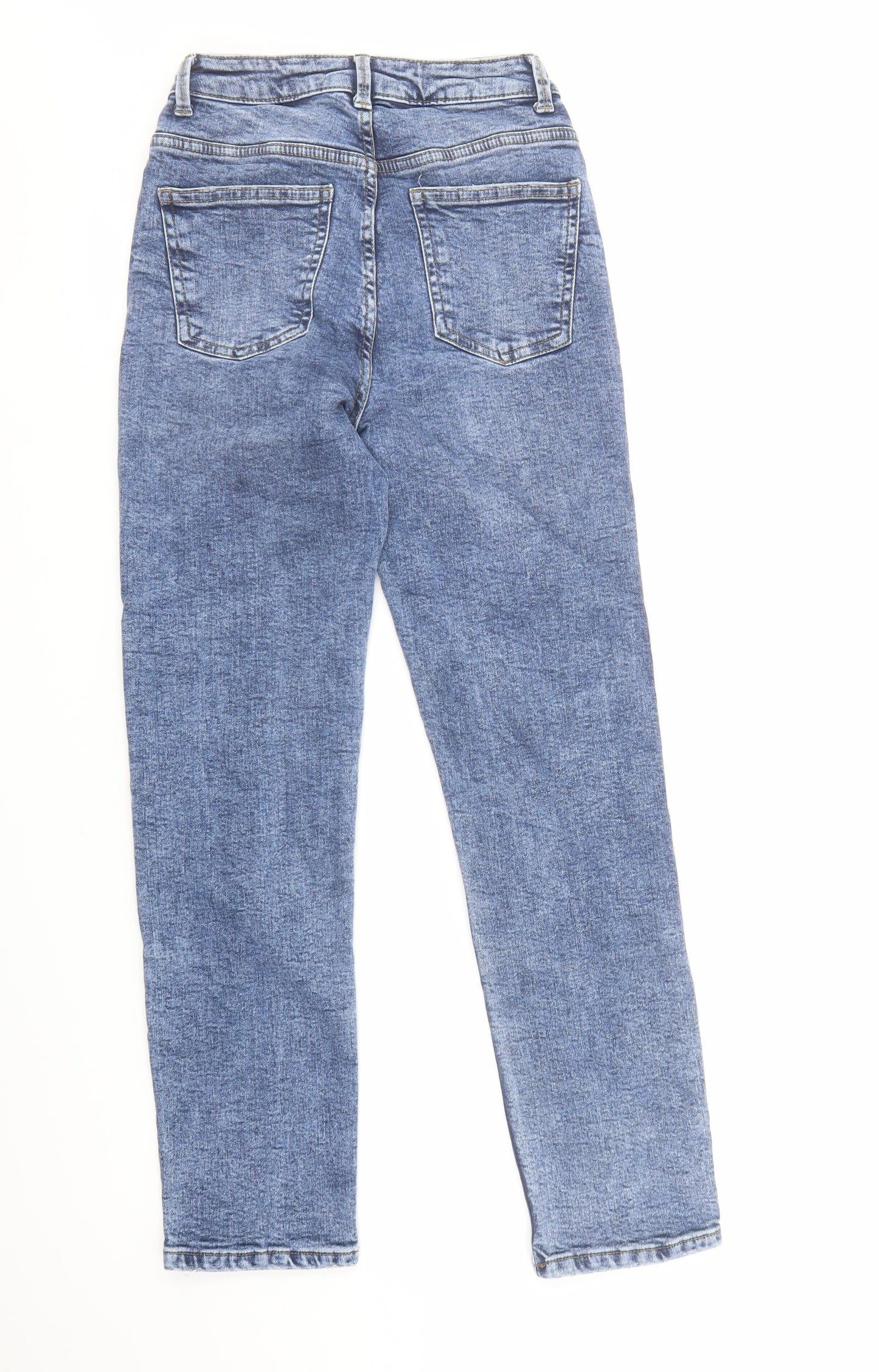 Denim & Co. Womens Blue Cotton Tapered Jeans Size 6 L28 in Regular Zip
